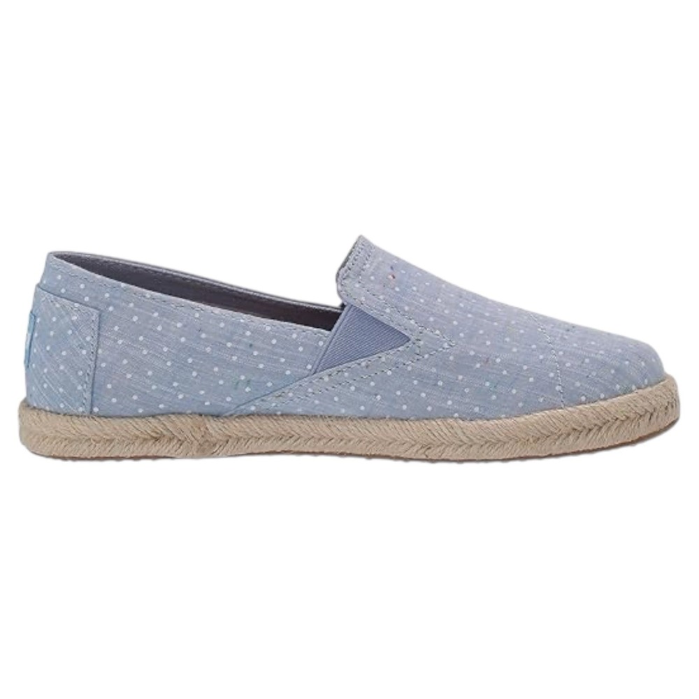 TOMS Alpargata‎ Womens 11 Light Blue Polka Dot Chambray Espadrille Slip On Flats